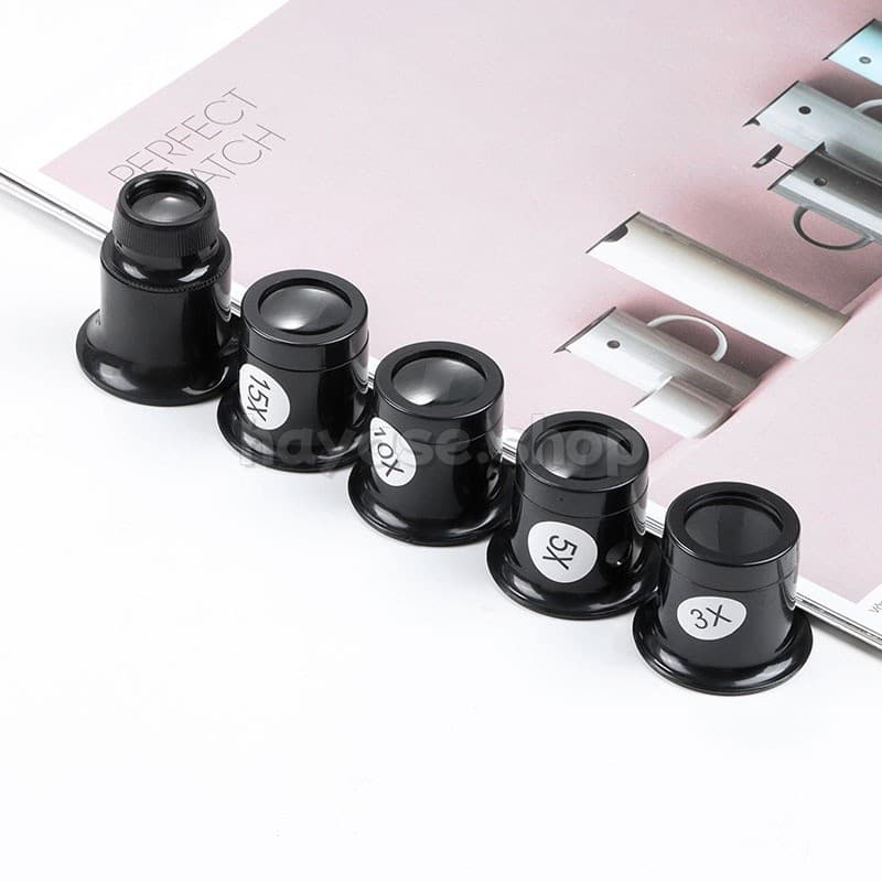 Universal 3X/5X/10X/15/20X แว่นขยาย + แหวนนาฬิกา Maker เครื่องมือซ่อมเครื่องมือ Loupe เครื่องมือ Monocular แว่นขยายสําหรับนาฬิกา รูปที่ 4