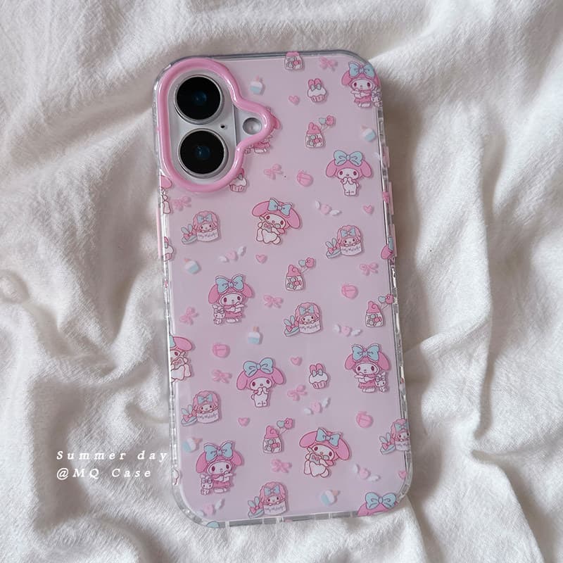 การ์ตูนเคธีแมวเมโรตี้โบว์น่ารักกราฟิติ เคส IPhone 17 11 15 13 14 16 12 Pro Max Air 7Plus X XR 6 8 15 16 14 Plus XS Max รูปที่ 8