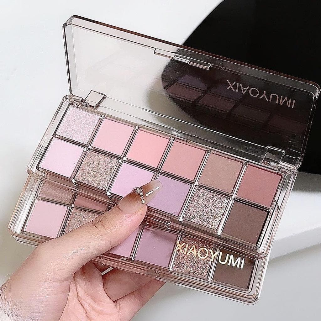 happy-girl: พาเลตตา 12 สี บลัชออน+ไฮไลต์+เฉดดิ้ง จบในตลับเดียว พีชชมพู บ๊วยหวาน ยีนส์วินเทจ ครบทุกลุค ติดทน รูปที่ 3
