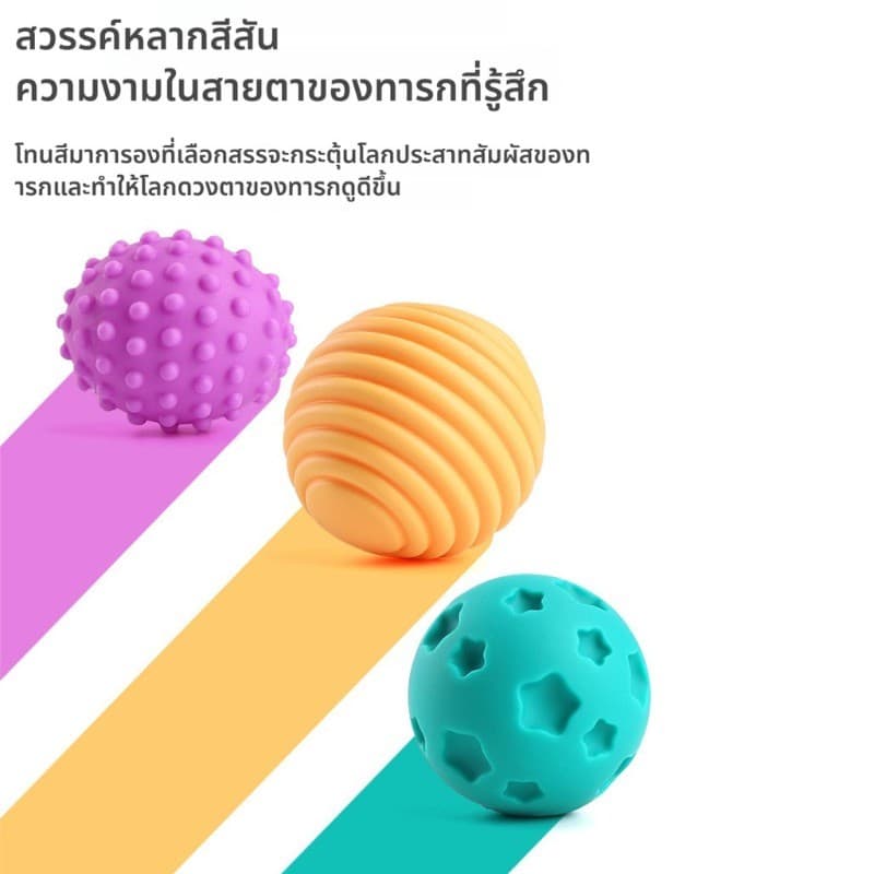 Berma Baby ลูกบอลนวดสัมผัสสำหรับทารก ลูกบอลซิลิโคนนิ่มปลอดภัย การฝึกประสาทสัมผัสเด็กของเล่นลูก อายุแรกเกิดถึง 6 เดือน รูปที่ 6