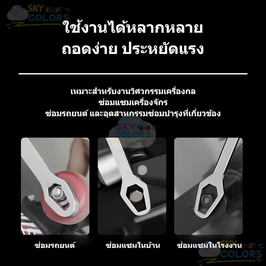ประแจแหวนคิด 2 หัว Cr-V เกรดอุตสาหกรรม 150mm 3-17mm ไม่ลื่นไถล รูปที่ 3