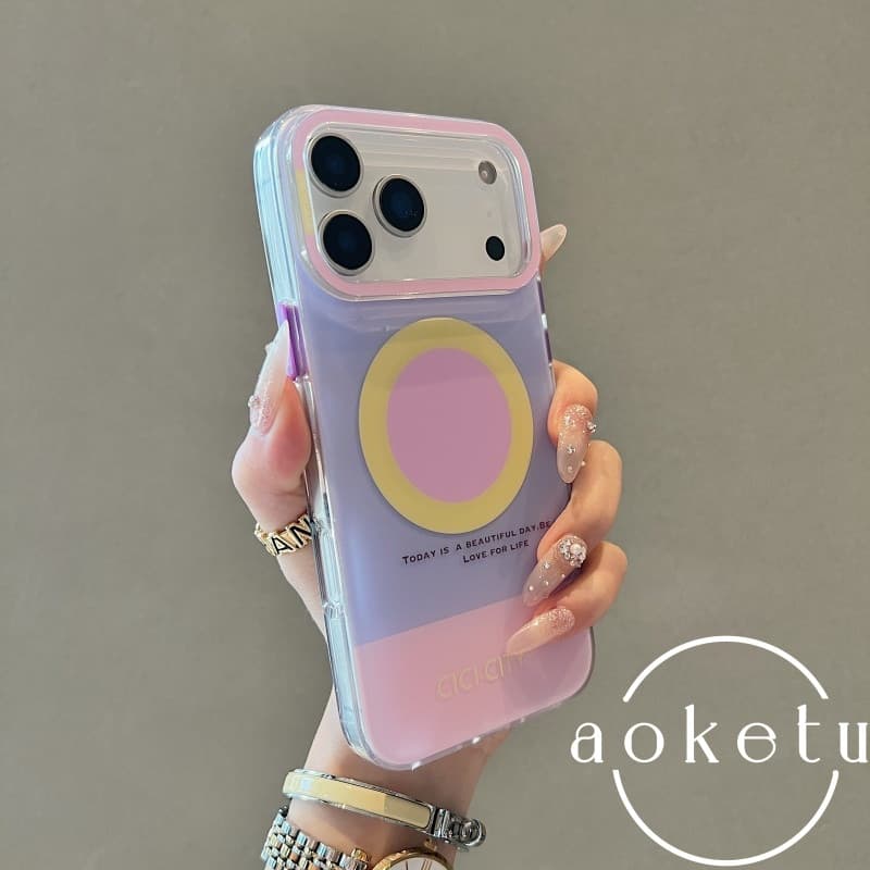 · Ins Girl Heart Dopamine Contrast Skin Magnetic Case เหมาะสําหรับ iPhone 17 Promax Apple 14 เคสโทรศัพท์ 15 ใหม่ 16 Pro หญิง 13 คู่ 17pm อะคริลิคซิลิโคน Anti Drop Cover รูปที่ 3