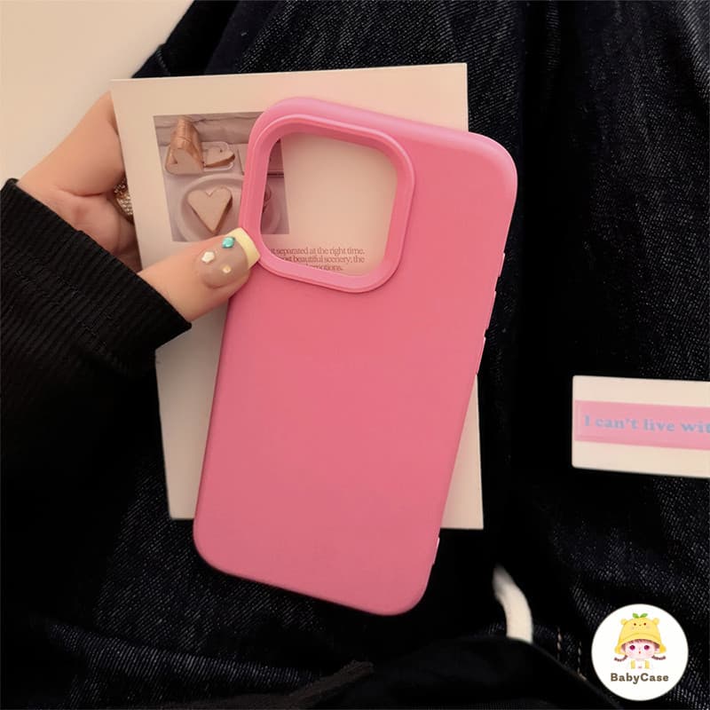 สำหรับ IPhone 17 AIR 13 16 11 15 14 12 Pro Max 15 Pro เรียบง่าย ins น่ารักสีทึบฤดูใบไม้ผลิหญิงสาวหัวใจป้องกันการตกกระชับ รูปที่ 6