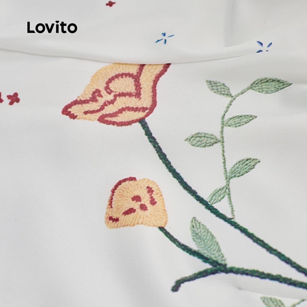 Lovito โบโฮ ชุดกระโปรงระบายเก๋ไก๋ ทรงเข้ารูป สปริง/ซัมเมอร์ สำหรับผู้หญิง L142LD701 รูปที่ 5