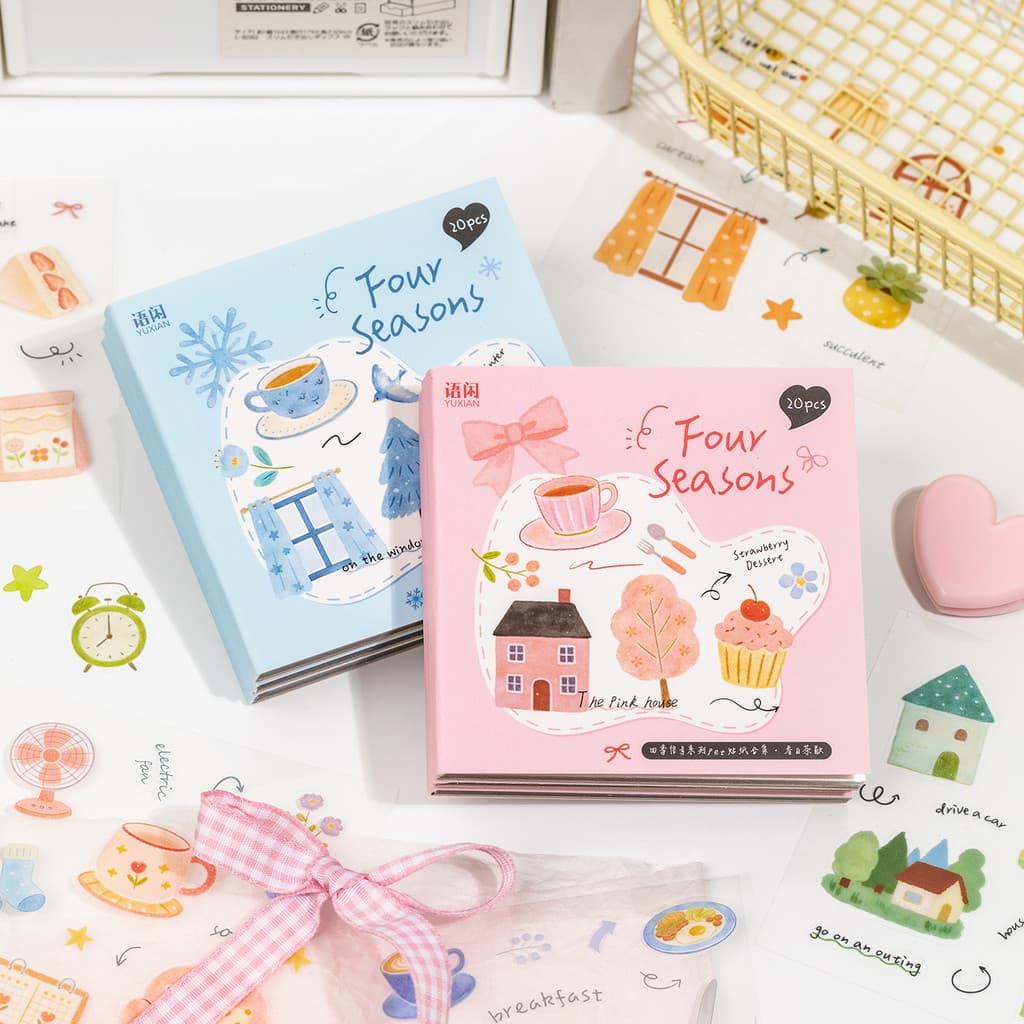 QOUZMO Four Seasons Signal Series 20 แผ่นกันน้ํา PET สติกเกอร์หนังสือ Fine Die-cut สติกเกอร์สําหรับ Journal ไดอารี่การ์ดเครื่องเขียนตกแต่ง รูปที่ 1