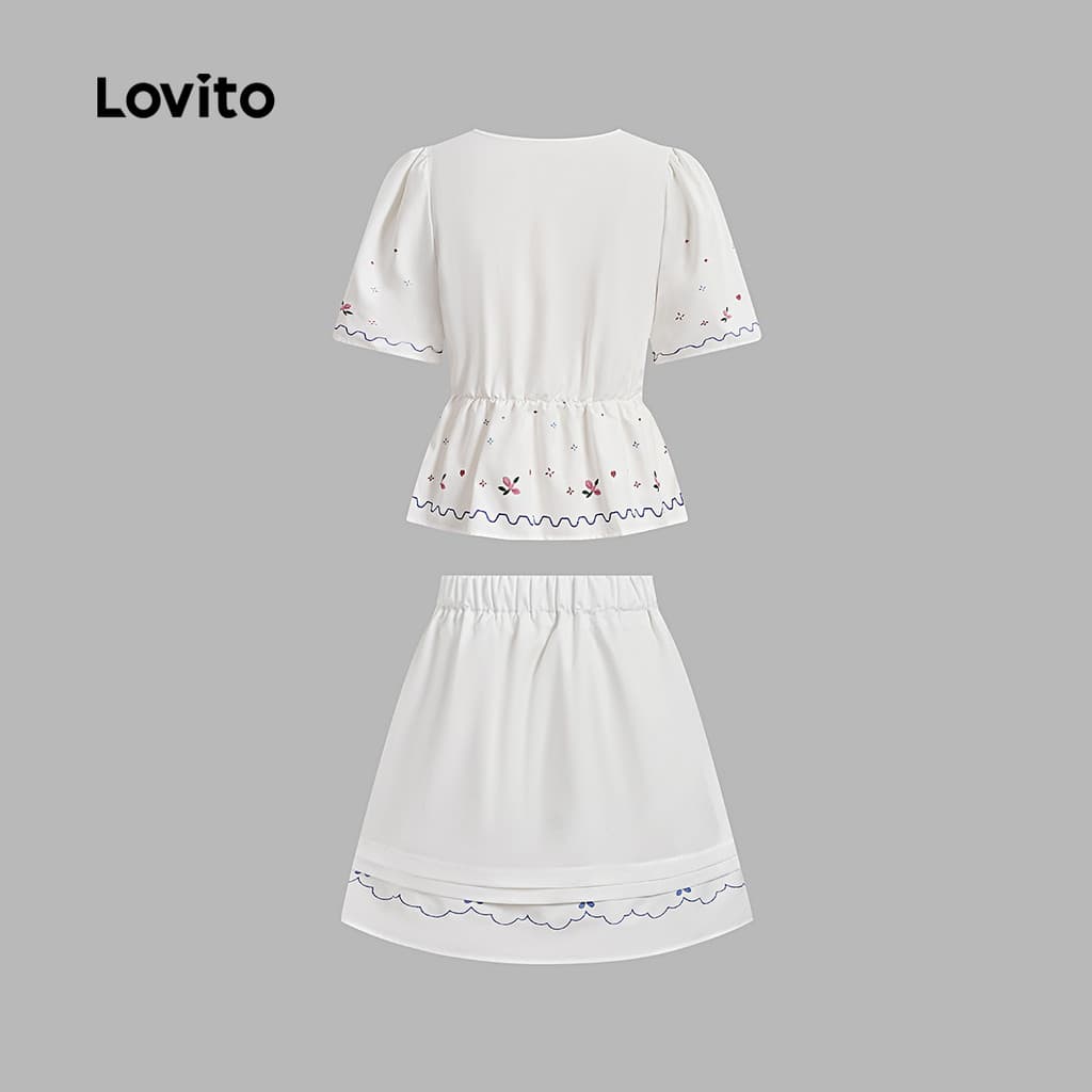 Lovito โบโฮ ชุดกระโปรงระบายเก๋ไก๋ ทรงเข้ารูป สปริง/ซัมเมอร์ สำหรับผู้หญิง L142LD701 รูปที่ 4