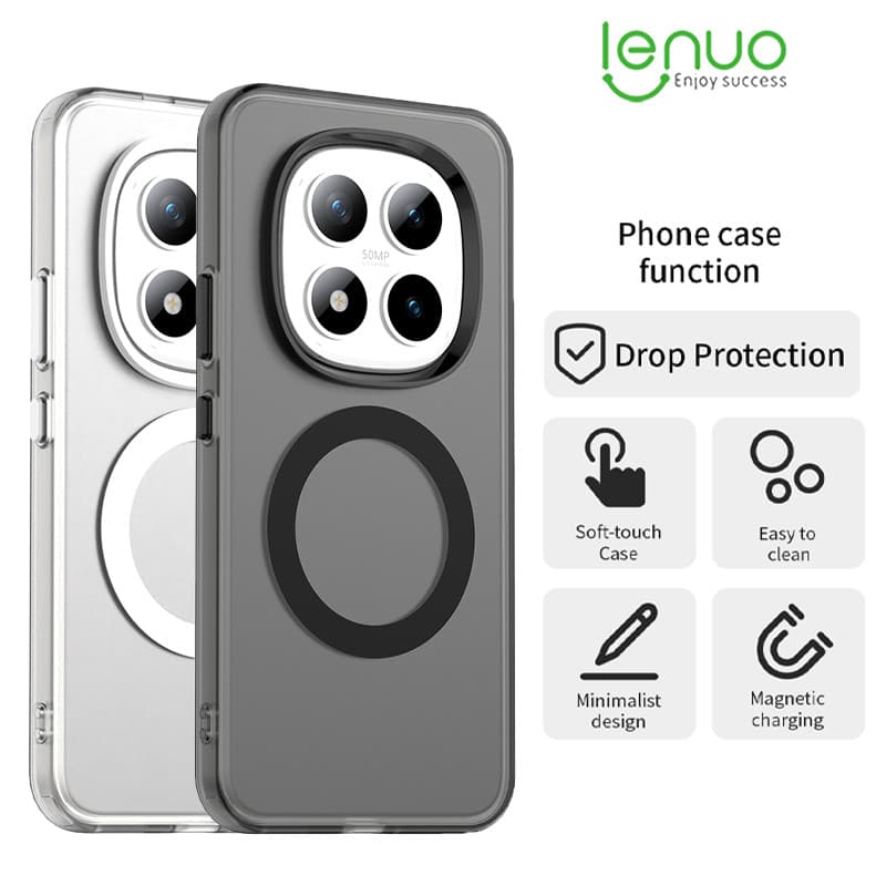 Lenuo Magnetic Matteสําหรับ Xiaomi Redmi Note 15/14/13/Pro Plus Candy-สีกันกระแทก,Ultra-Thin TPU + PCออกแบบVibrantโปร่งแสงเสร็จสิ้น รูปที่ 1