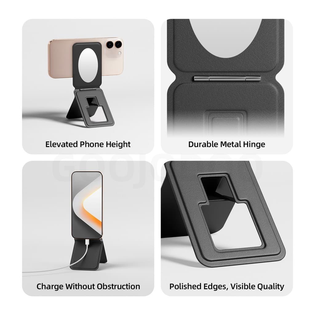 GOOJODOQ BD3019 Magnetic Folding Phone Stand Built-in Mirror Adjustable Viewing Angle Suitable for Most Smartphones รูปที่ 7