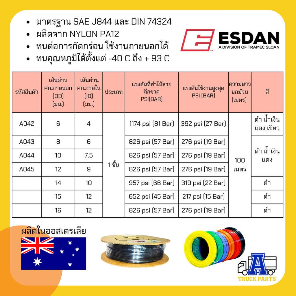 สายลมไนล่อนESDAN 6มิล 8มิล 10มิล 2มิล 14มิล 15มิล 16มิล PA ไนล่อนเกรดA สีดำ แข็งแรง ทนร้อน ทนUV ทนสารเค... รูปที่ 2