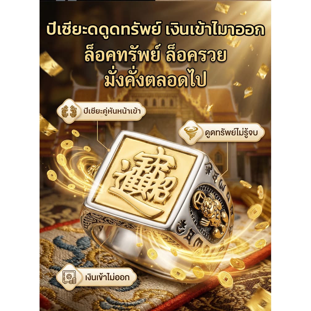 สินค้าขายดี แหวนเรียกทรัพย์ ปี่เซียะนำโชค โลหะผสม เสริมดวง เสริมโชคลาภ ของขวัญ ใช้ได้ทุกวัน เหมาะสำหรับทุกเพศ รูปที่ 5