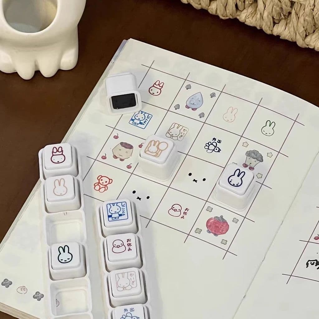 Kawaii Miffy แสตมป์ชุดกระต่ายน่ารัก แสตมป์วางแผนที่ถอดออกได้ · DIY Journaling & ปฏิทินตกแต่ง | พิ้งกี้ฮาเวน รูปที่ 6
