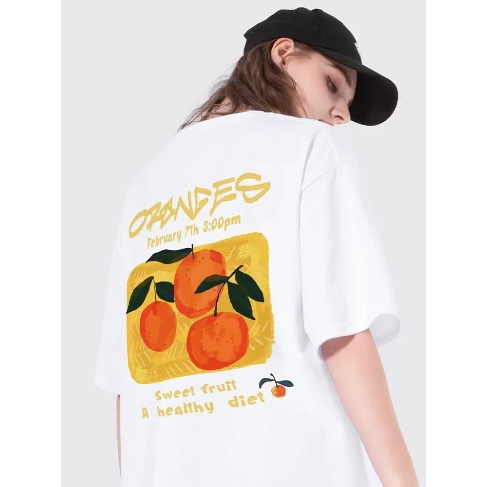 YOU-Tเสื้อแฟชั่น ใส่สบาย เสื้อยืดแขนสั้น ลาย เสื้อ"Orange" ผ้านิ่ม OVERSIZE แฟชั่น ผ้าฝ้าย 100% สไตล์เกาหลี รูปที่ 3