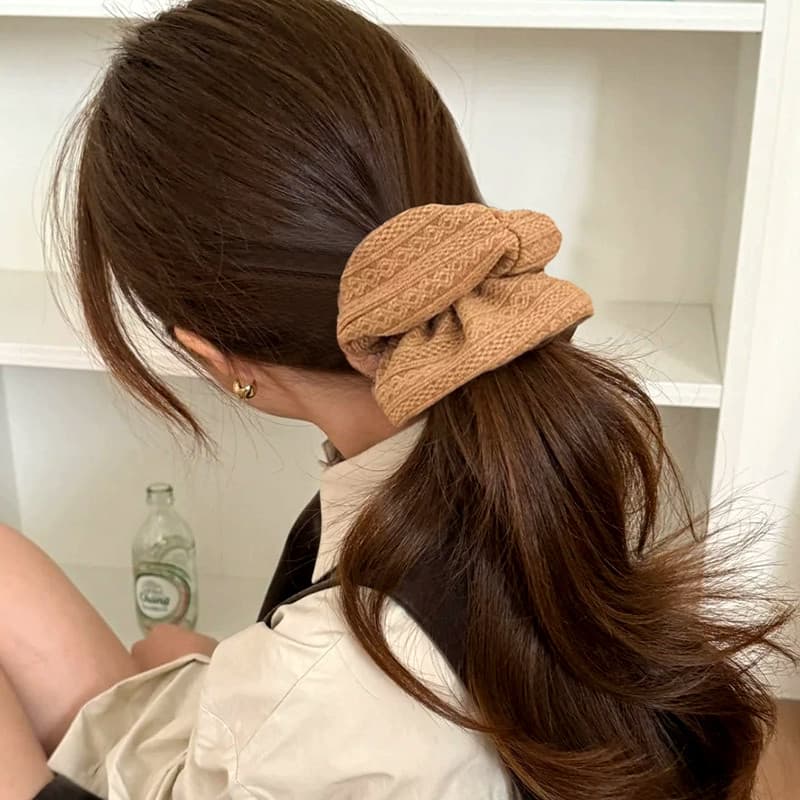 ยางรัดผมถักสีน้ำตาลกาแฟ คุณภาพสูง สำหรับมัดผมทรงบัน สำหรับผู้หญิง ใช้งานได้หลากหลาย เครื่องประดับผม รูปที่ 3