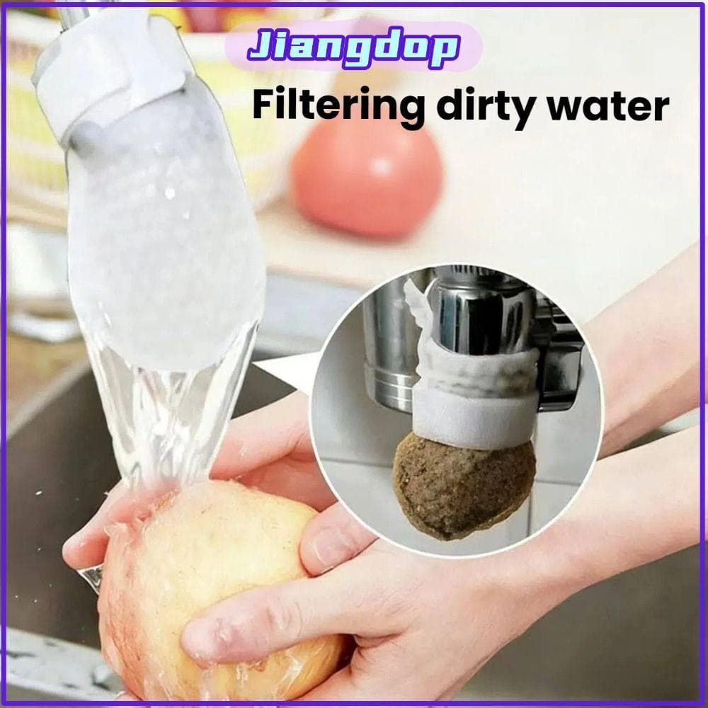 JIANG 10/20/50 ชิ้นก๊อกน้ํากรองผ้าฝ้าย,หนา Universal Faucet Filter, Anti-splash พร้อม T-strap Tap Water Filter Bag รูปที่ 1