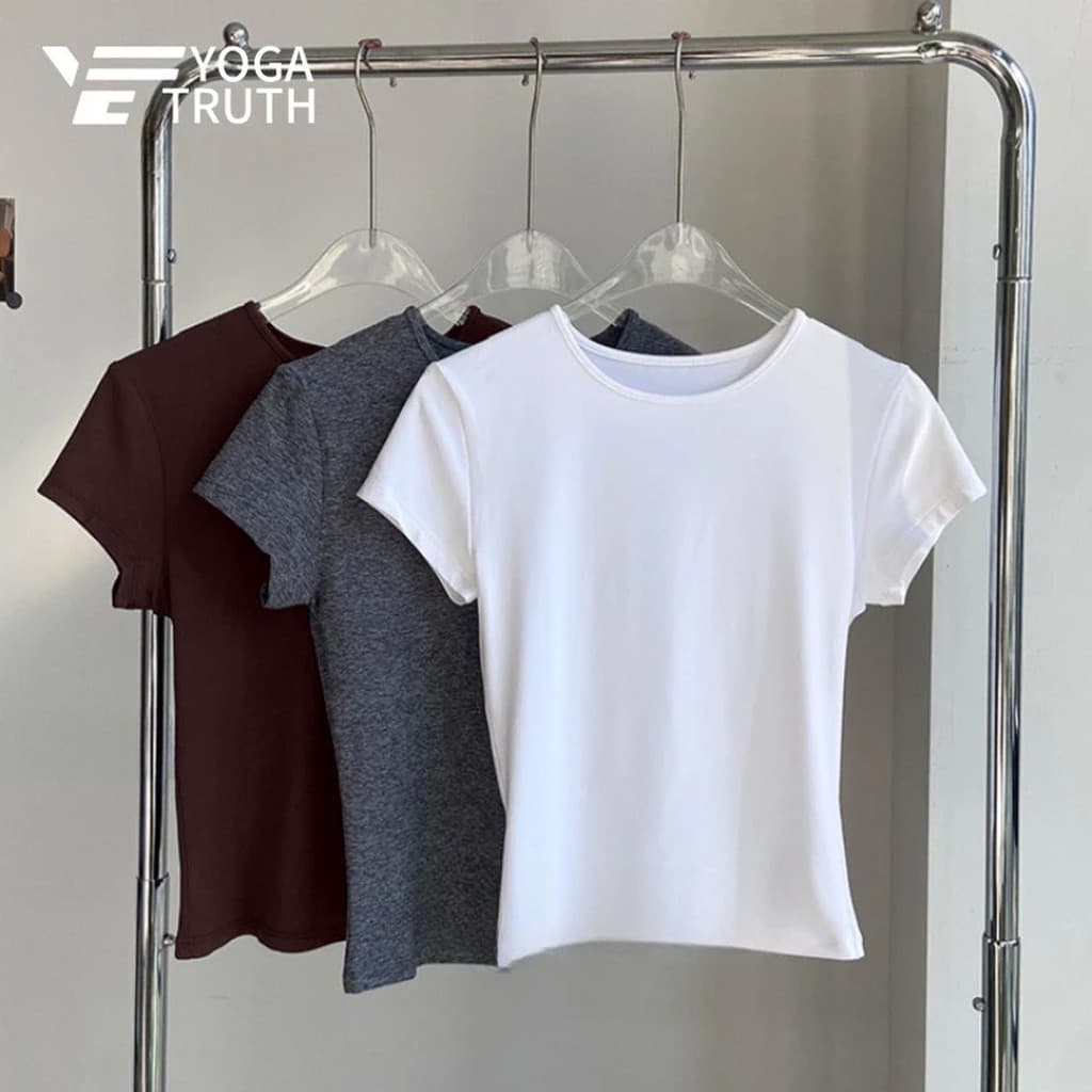 YOGATRUTHSports Top Breathable Nude Feeling เสื้อยืดกระชับสัดส่วนออกกําลังกายวิ่ง รูปที่ 1