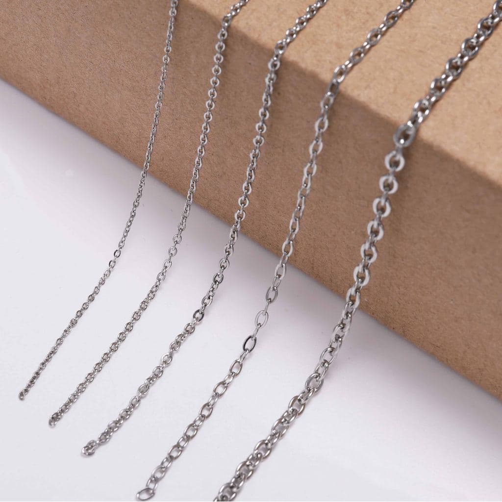 สแตนเลส304 ห่วงโซ่ เงิน สำหรับทำสร้อยคอ สร้อยข้อมือ ต่างหู เครื่องประดับ DIY 1.2/1.6/2.0/2.2/ 3.2 mm รูปที่ 2