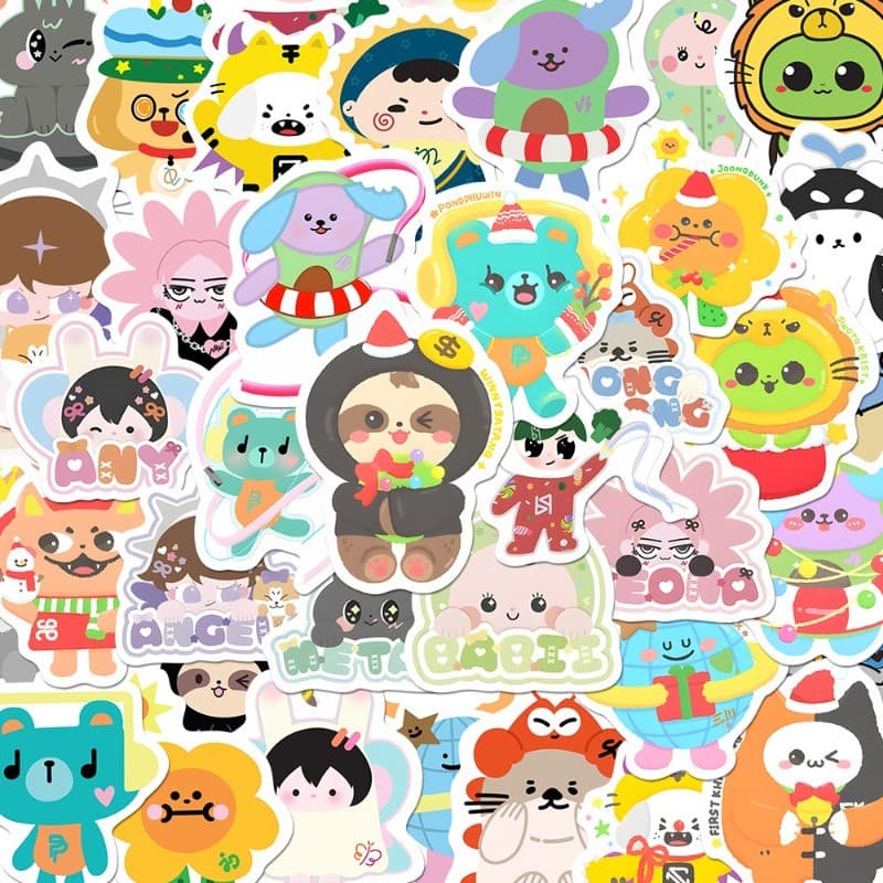 Taynew Polcasan การ์ตูน Diy สติกเกอร์คอลเลกชัน 500 ชิ้น Gmmtv คู่มือสติกเกอร์ตกแต่งของขวัญ รูปที่ 5