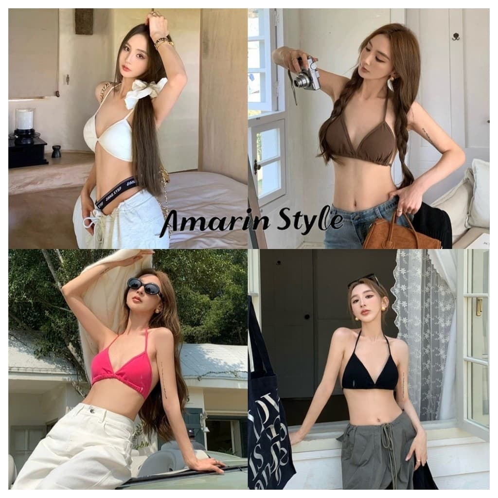 Amarin เสื้อบิกินี่ไหมพรม มีซับใน สีสันต้อนรับทะเล ใส่สบาย เกิร์ลลี่สไตล์ FY164 รูปที่ 1