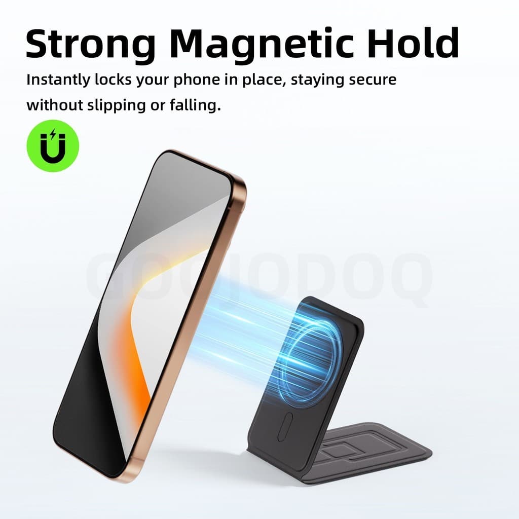 GOOJODOQ BD3019 Magnetic Folding Phone Stand Built-in Mirror Adjustable Viewing Angle Suitable for Most Smartphones รูปที่ 5
