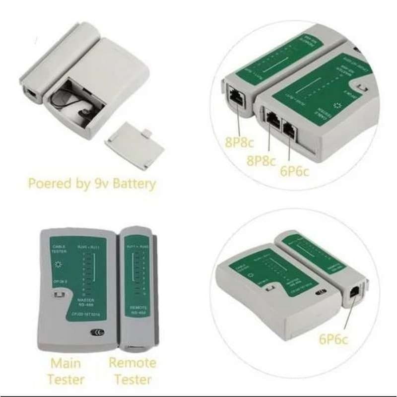คีมเข้าหัวแลนครบชุด CAT5 CAT6 RJ45 RJ11 พร้อมที่เทสสาย + หัวแลน + บูทแลน + ถ่าน +มีดปลอกสาย+ตัวต่อยาว รูปที่ 9