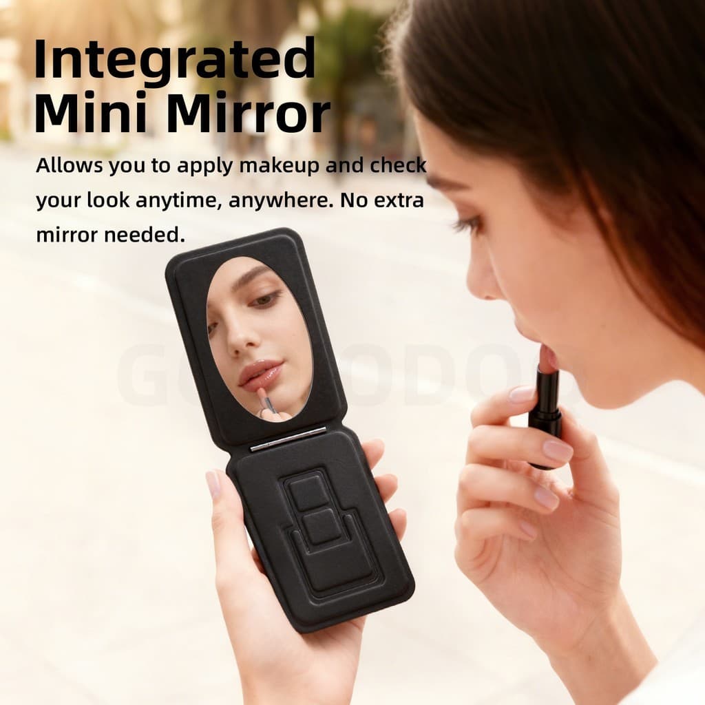 GOOJODOQ BD3019 Magnetic Folding Phone Stand Built-in Mirror Adjustable Viewing Angle Suitable for Most Smartphones รูปที่ 6