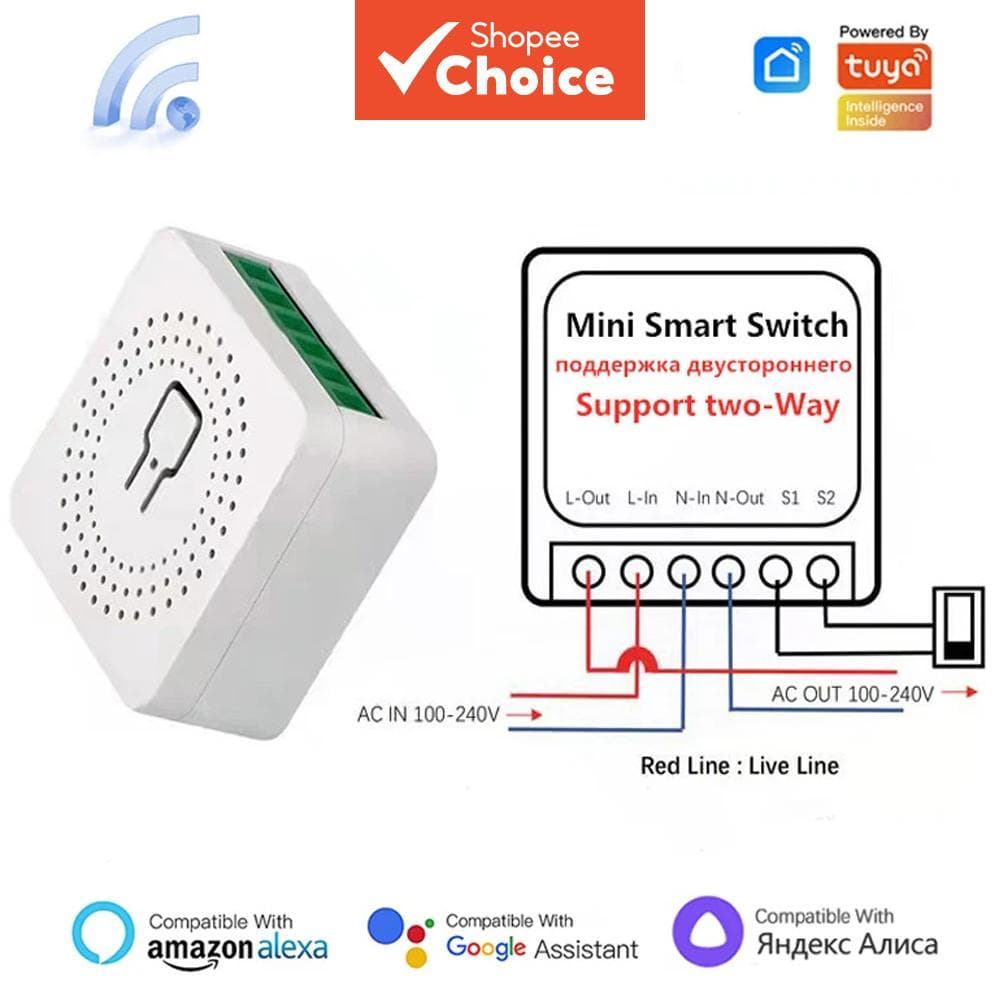 Mini 16A 2 Way WiFi DIY สวิทช์จับเวลารีเลย์ Tuya รีโมทคอนโทรลควบคุมเสียงอัตโนมัติสําหรับ Smart Life Alexa Google Home, Home Light ปรับเปลี่ยน Smart Breaker รูปที่ 1