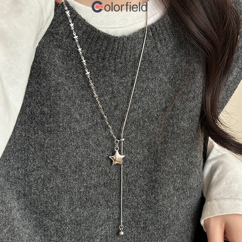 Colorfield 2026ใหม่ สร้อยคอ รูปดาวจี้ ยาวปรับขนาดได้ สไตล์หรูหราแสง ระดับไฮเอนด์ สำหรับผู้หญิง-COD รูปที่ 3