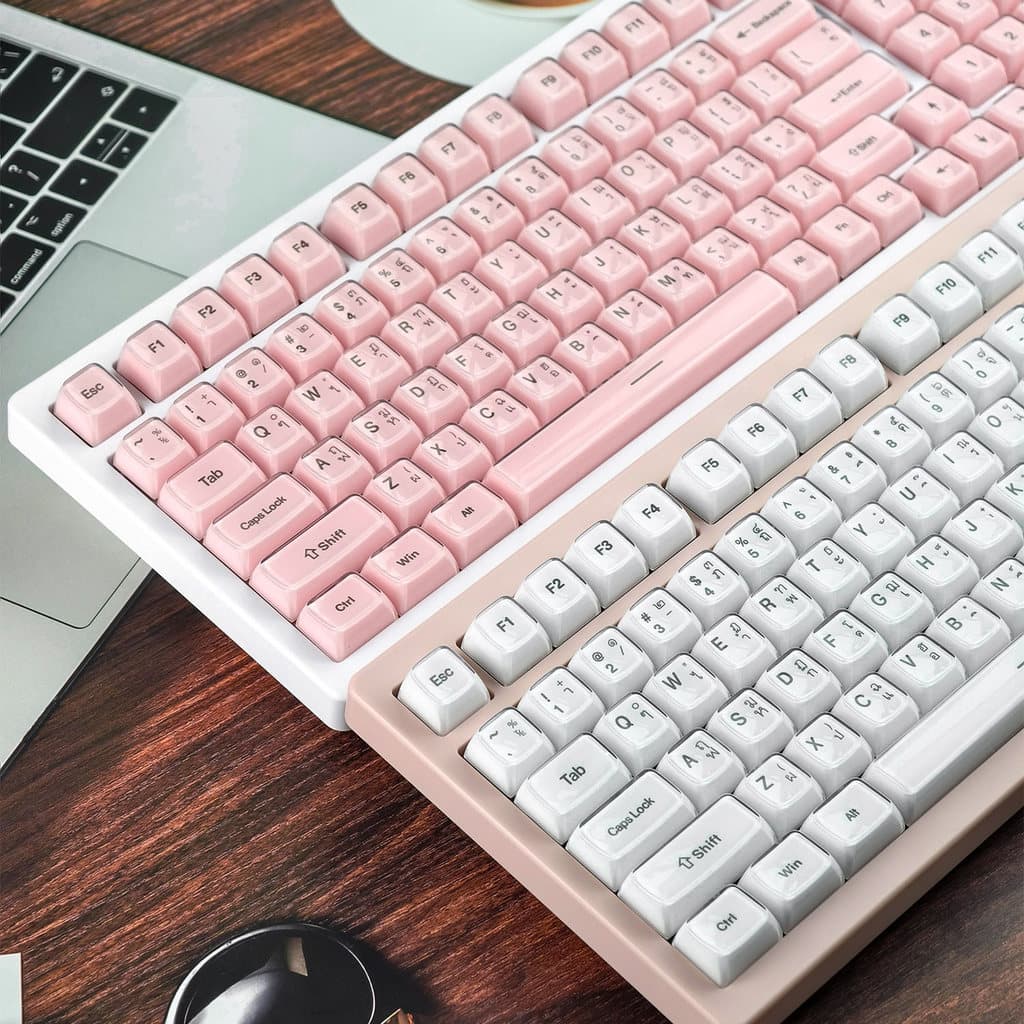 MAIMOOO Double-shot Crystal Jelly Keycap PBT PC 132 คีย์คํา SA Profile EN/TH/KR/RU Keycap สีขาวสีชมพูไทยพุดดิ้ง Aula F75 F99 Ajazz AK820 Keycaps รูปที่ 9