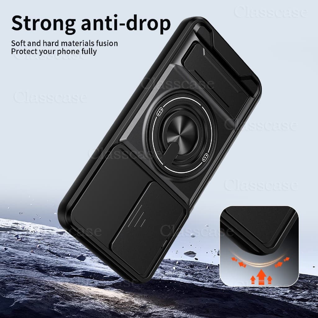 ปลอกสําหรับRealme C100 ix C100i C100x C83 RealmeC100 i RealmeC100i RealmeC83 เคสโทรศัพท์หมุนได้แหวนแม่เหล็กสไลด์กล้องป้องกันStandขาตั้งกันกระแทก รูปที่ 9