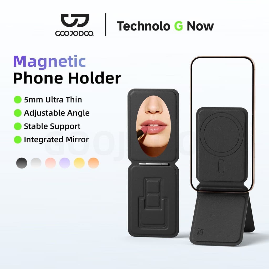 GOOJODOQ BD3019 Magnetic Folding Phone Stand Built-in Mirror Adjustable Viewing Angle Suitable for Most Smartphones รูปที่ 1