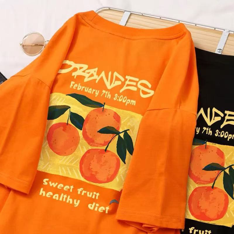 YOU-Tเสื้อแฟชั่น ใส่สบาย เสื้อยืดแขนสั้น ลาย เสื้อ"Orange" ผ้านิ่ม OVERSIZE แฟชั่น ผ้าฝ้าย 100% สไตล์เกาหลี รูปที่ 1