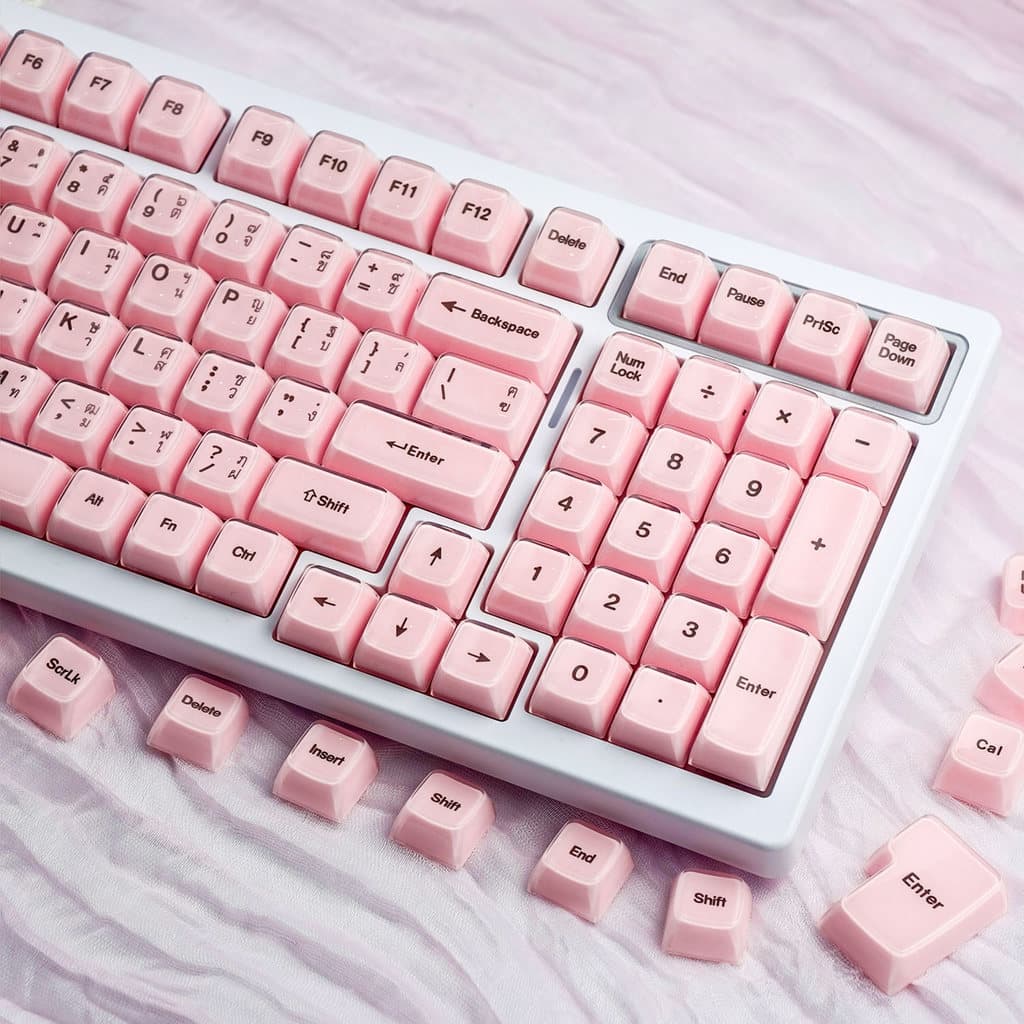 MAIMOOO Double-shot Crystal Jelly Keycap PBT PC 132 คีย์คํา SA Profile EN/TH/KR/RU Keycap สีขาวสีชมพูไทยพุดดิ้ง Aula F75 F99 Ajazz AK820 Keycaps รูปที่ 7