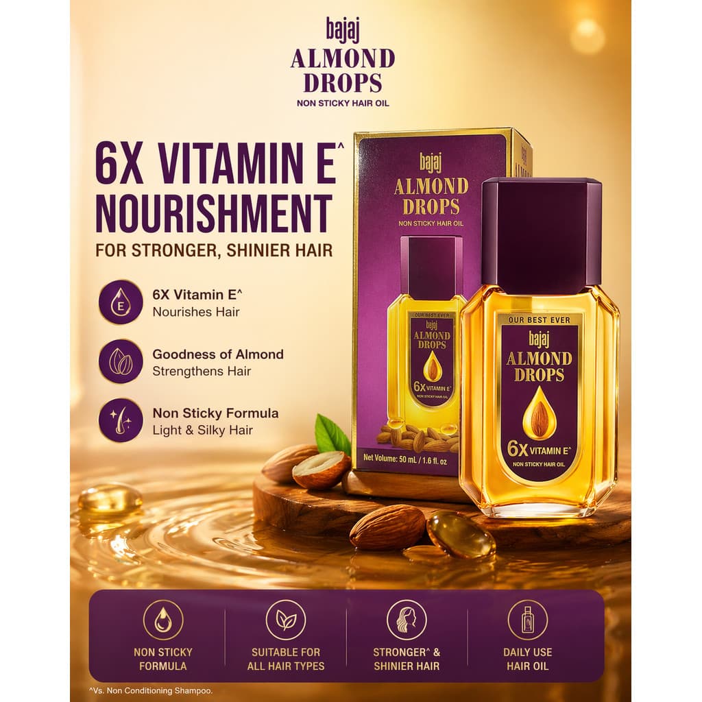 Bajaj almond drops น้ำมันอัลมอนด์ น้ำมันบำรุงเส้นผม 50 มล. รูปที่ 6