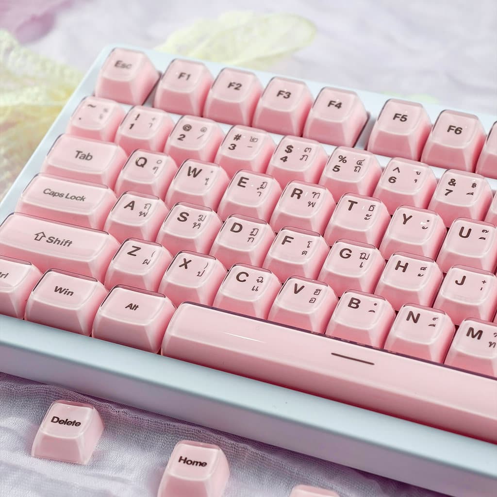 MAIMOOO Double-shot Crystal Jelly Keycap PBT PC 132 คีย์คํา SA Profile EN/TH/KR/RU Keycap สีขาวสีชมพูไทยพุดดิ้ง Aula F75 F99 Ajazz AK820 Keycaps รูปที่ 8