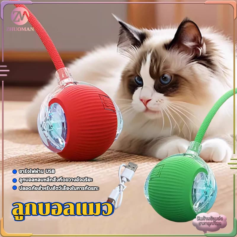 ลูกบอลแมว ลูกบอลมีหาง ลูกบอลสำหรับสัตว์เลี้ยง 360 องศา เรืองแสง แบบโต้ตอบอัตโนมัติรองรับการชาร์จแบบType-C รูปที่ 4
