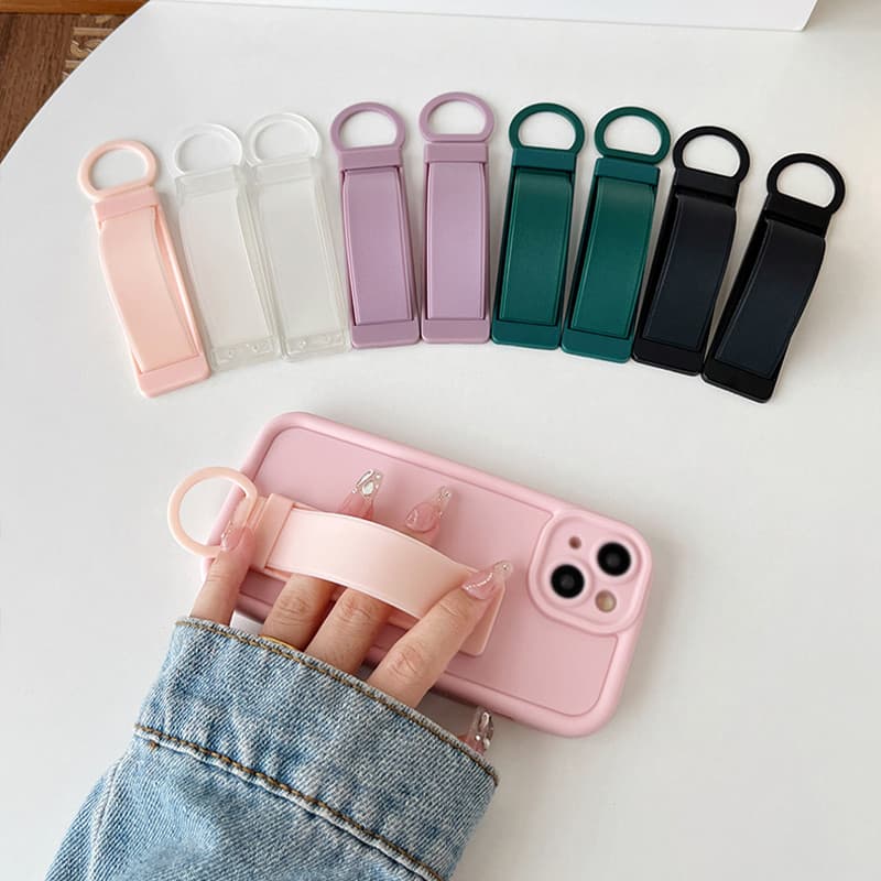 ขาตั้งโทรศัพท์มือถือ ขาตั้งโทรศัพท์พับได้แบบยาว ที่ยึดเคสโทรศัพท์แบบติดด้านหลังพร้อมสายรัดข้อมือแบบยืดหดได้ รูปที่ 1