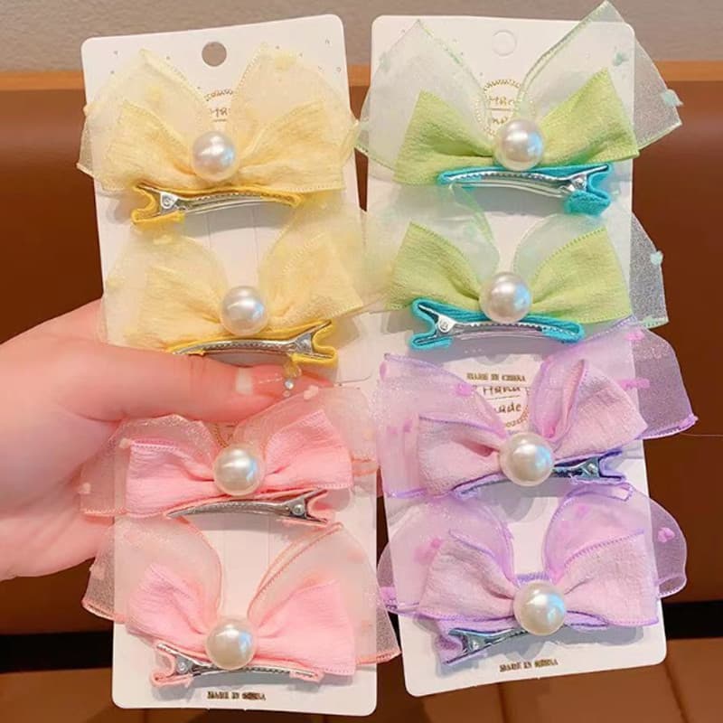 สินค้าใหม่! กิ๊บติดผมประดับมุกและโบว์เรียบง่าย สำหรับผู้หญิง สีสันสดใส รูปที่ 7