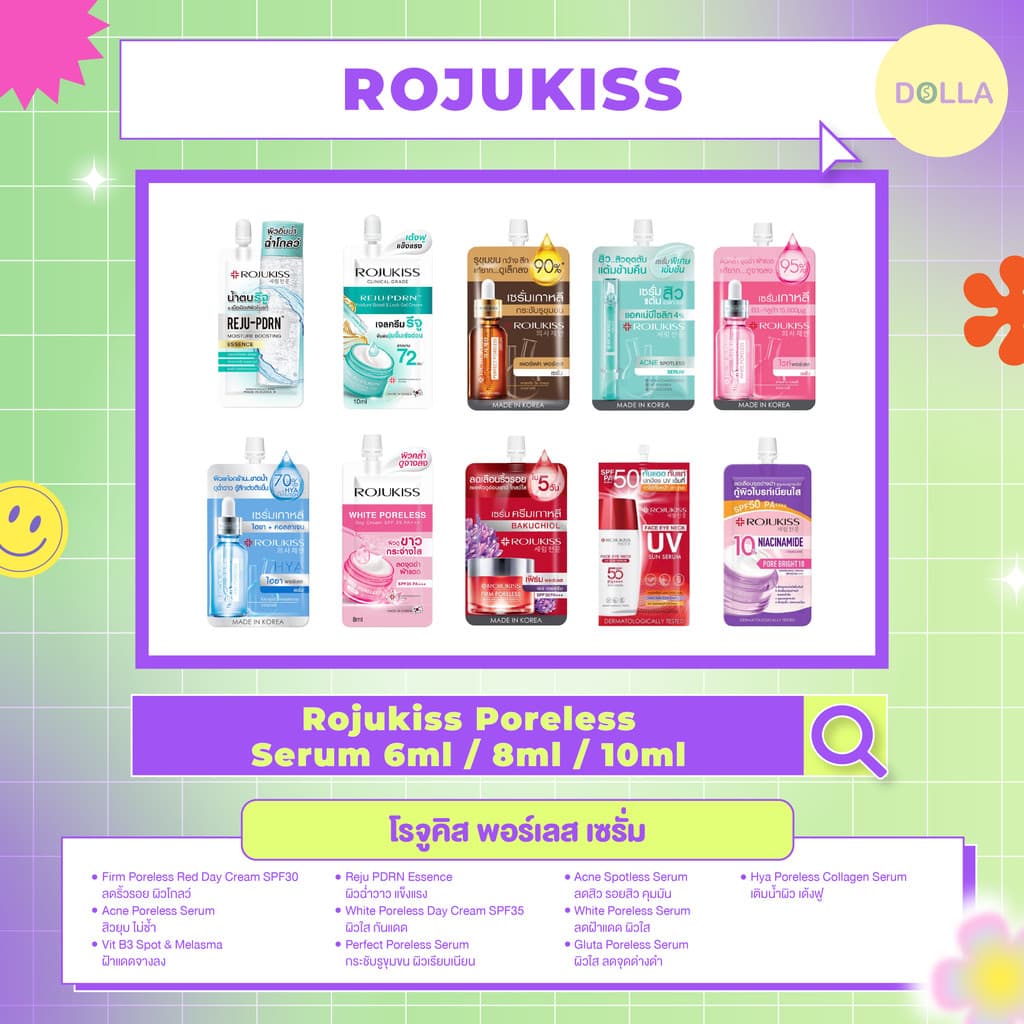 โรจูคิส พอร์เลส เซรั่ม 6ml Rojukiss Poreless Serum 6ml/8ml รูปที่ 1