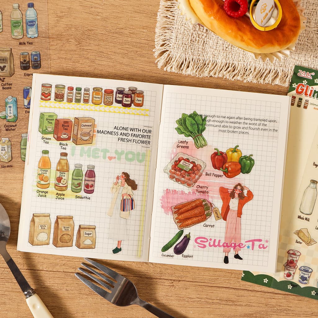 Journamm 4 แผ่น PET สมุดภาพสติกเกอร์ PET Decor สติกเกอร์สําหรับ Art Craft Journaling Scrapbooking ไดอารี่อัลบั้ม Journal Planner ขวดน้ําการ์ดกระเป๋าเดินทางเคสโทรศัพท์ รูปที่ 4