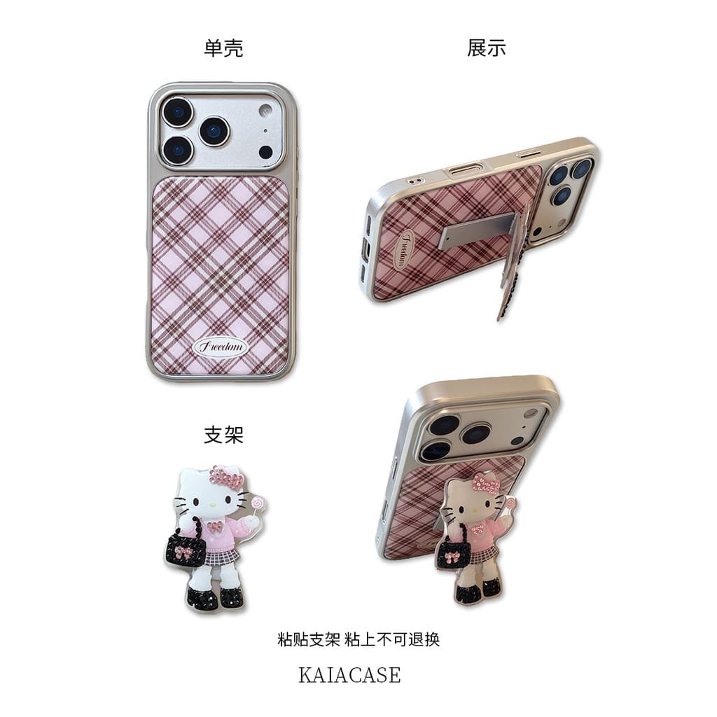 Huiwanju kt ลายสก๊อตแป้งเหมาะสําหรับ iPhone17promax เคสโทรศัพท์มือถือ iphone16pro ใหม่ 13 ผู้หญิง 14pro พร้อมขายึด 15pro เคสโทรศัพท์มือถือป้องกันการตกอีพ็อกซี่ รูปที่ 4