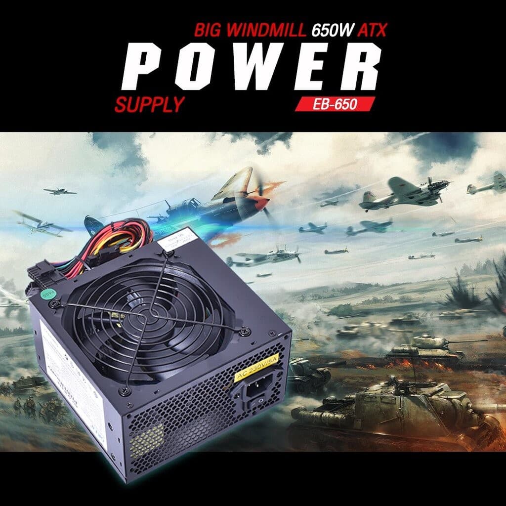 OKER EB-650 650W BIG WINDMILL 650W ATX POWER SUPPLY กล่องจ่ายไฟ เสียงพัดลมเงียบ รับประกัน 1ปี รูปที่ 3