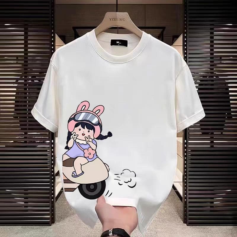 เสื้อยืดคู่ เสื้อยืดคู่รัก คอกลม เสื้อยืดแขนสั้น oversize tshirt women สาวอวบ เสื้อยืดลายผลไม้ ตัวอักษร การ์ตุน T1 รูปที่ 9