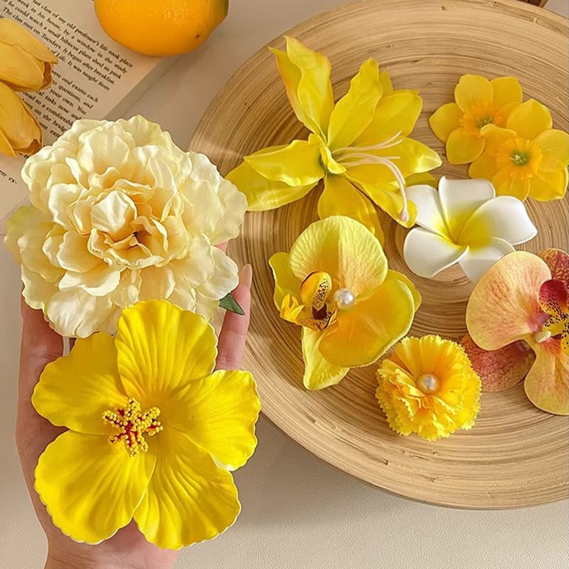 กิ๊บดอกไม้ สีสันสดใส สีเหลือง คอลเลคชั่นเครื่องประดับผม ลายดอกไม้ สําหรับเด็กผู้หญิง#Y รูปที่ 3
