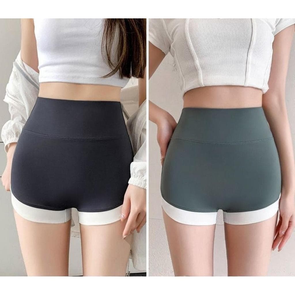 เซ็ต 4 ชิ้น คละสี กางเกงขาสั้นเอวสูง สีพื้น มินิมอล ใส่สบาย ผู้หญิง M L XL รูปที่ 2