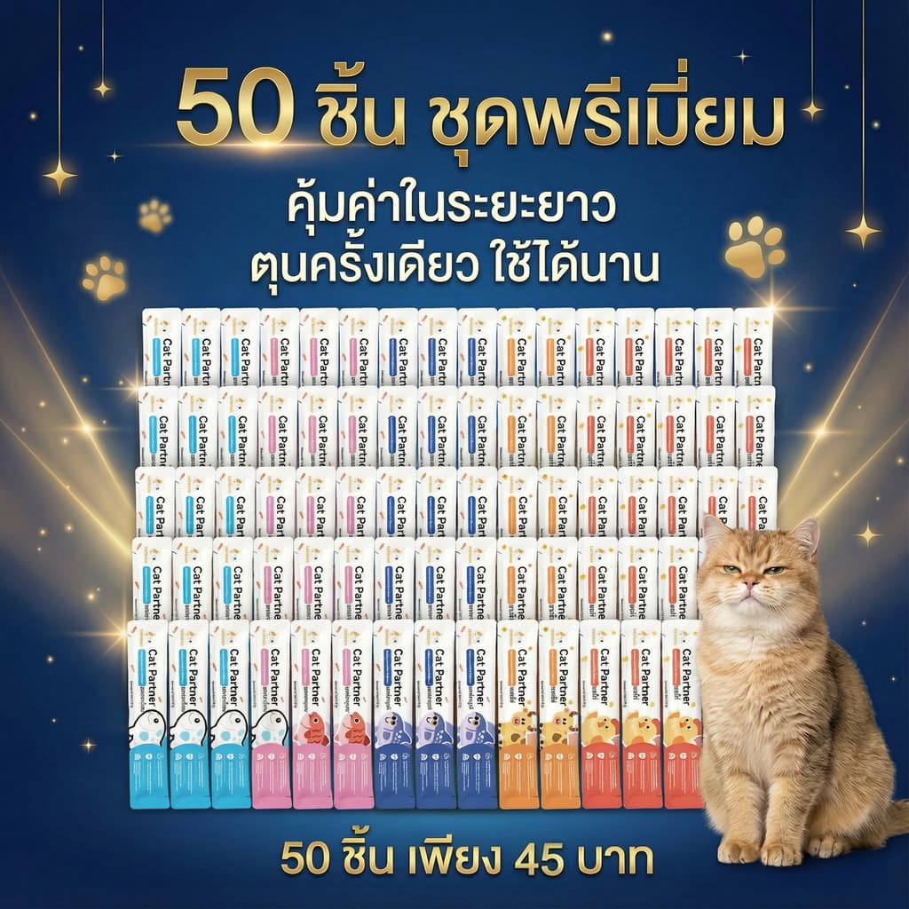 โปรสุดคุ้ม! Ketzuzu ขนมแมวเลีย 17g เซ็ตใหญ่ 50 ซอง รูปที่ 1