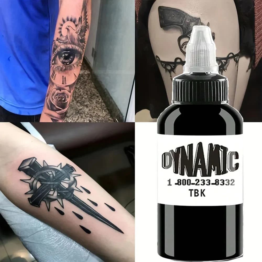DYNAMIC หมึกสัก สีแท้100% หมึกไดนามิก หมึกสีดำ สีสักไดนามิกของแท้ 30/60/90/240ml สำหรับเครื่องสัก รูปที่ 6