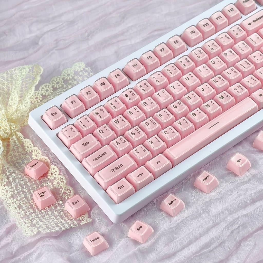 MAIMOOO Double-shot Crystal Jelly Keycap PBT PC 132 คีย์คํา SA Profile EN/TH/KR/RU Keycap สีขาวสีชมพูไทยพุดดิ้ง Aula F75 F99 Ajazz AK820 Keycaps รูปที่ 2