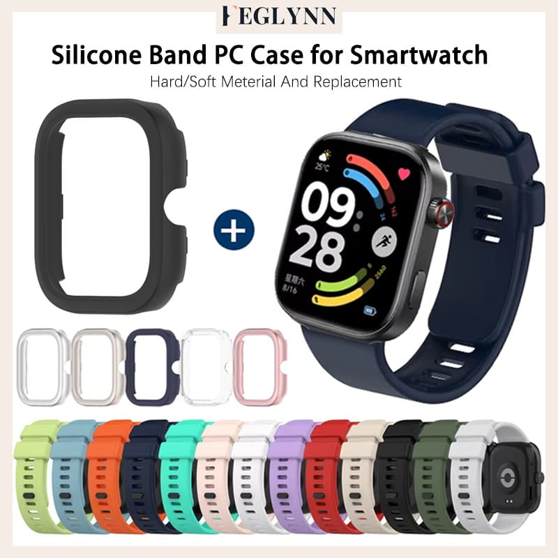 สายซิลิโคนกรณีพีซี for Smartwatch Xiaomi Redmi Watch 6 5 แถบยางกีฬาอ่อนฝาครอบคลุมหน้าจอแข็ง for Xiaomi Redmi Watch 4 รูปที่ 1