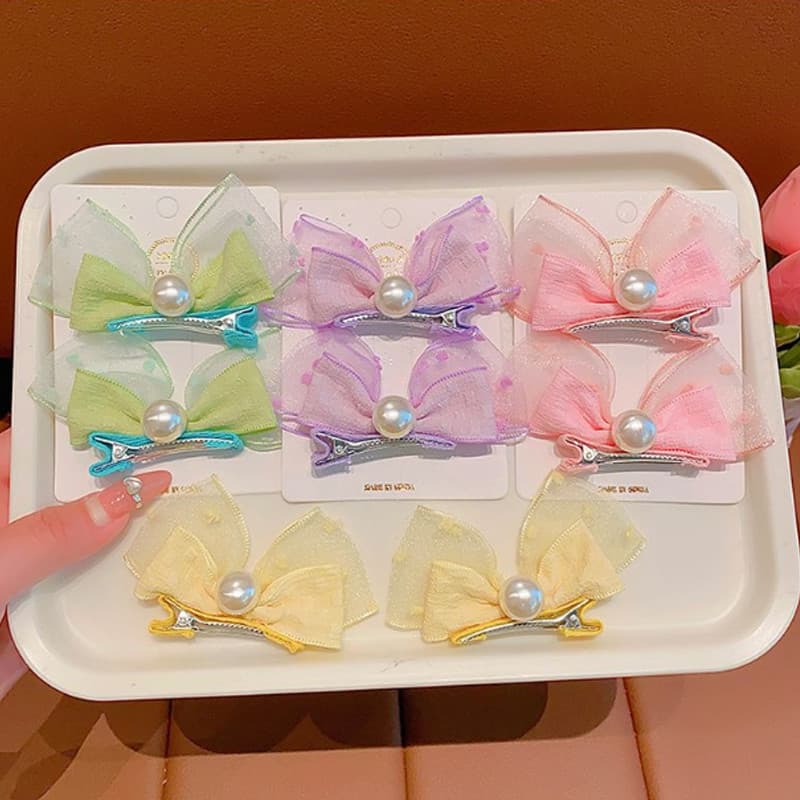 สินค้าใหม่! กิ๊บติดผมประดับมุกและโบว์เรียบง่าย สำหรับผู้หญิง สีสันสดใส รูปที่ 8