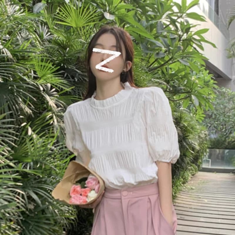 Dahong เสื้อแขนสั้นสำหรับผู้หญิงสไตล์เกาหลี ทรงหลวม แขนพอง ใส่แล้วจะดูดีขึ้นไปอีก w695 รูปที่ 8